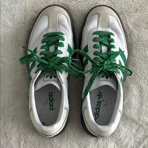 Adidas Classic White and Green Samba Trainers